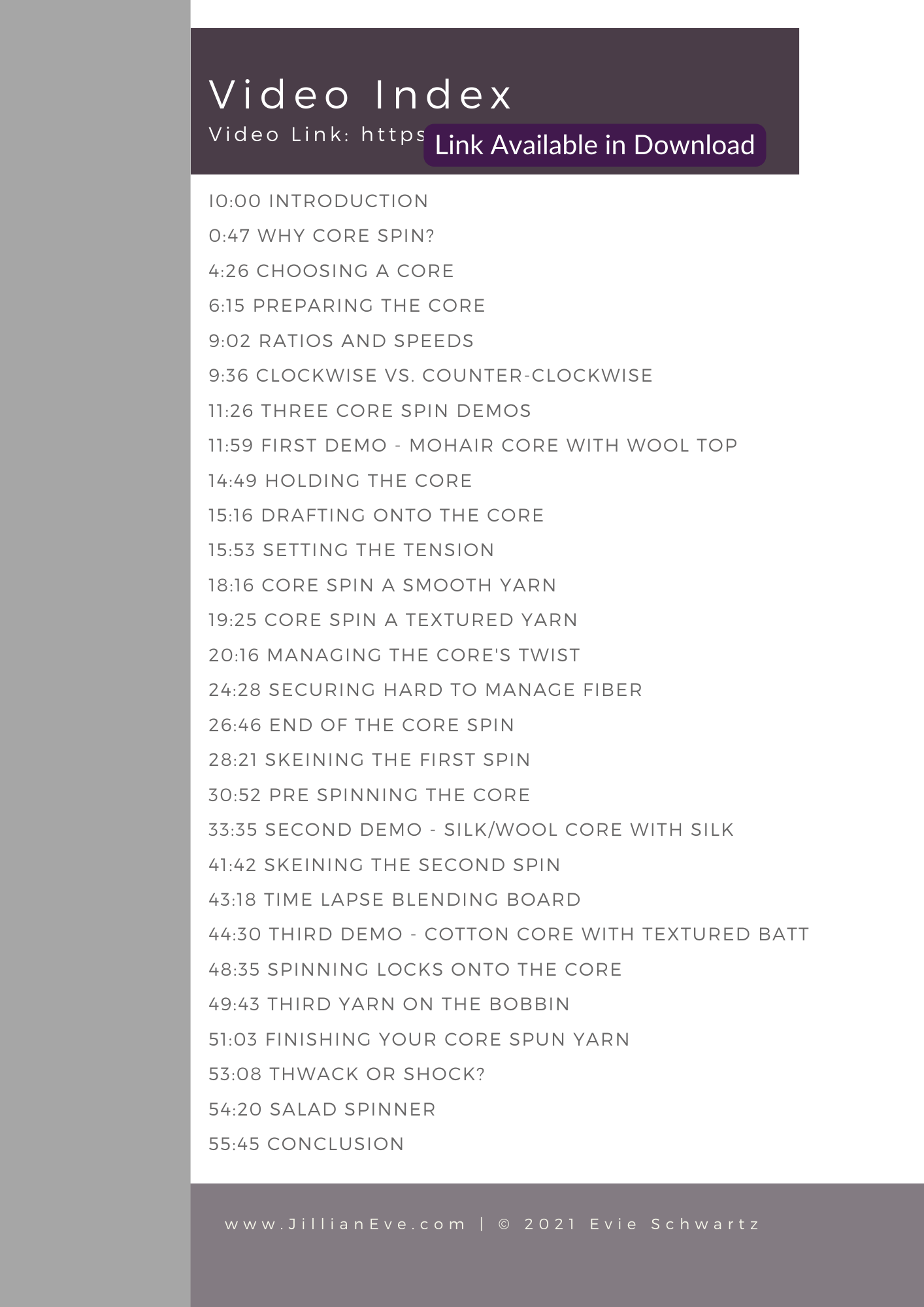 Core Spinning Workshop - Digital Download